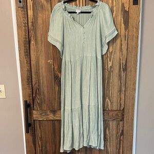 Wonderly Sage Green Tiered Maxi Dress